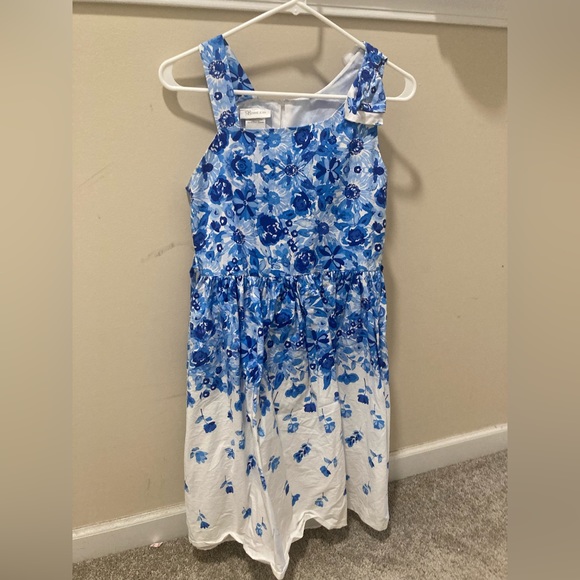 Bonnie Jean Formal Evening Dress Blue and White Flowers - Picture 1 of 5